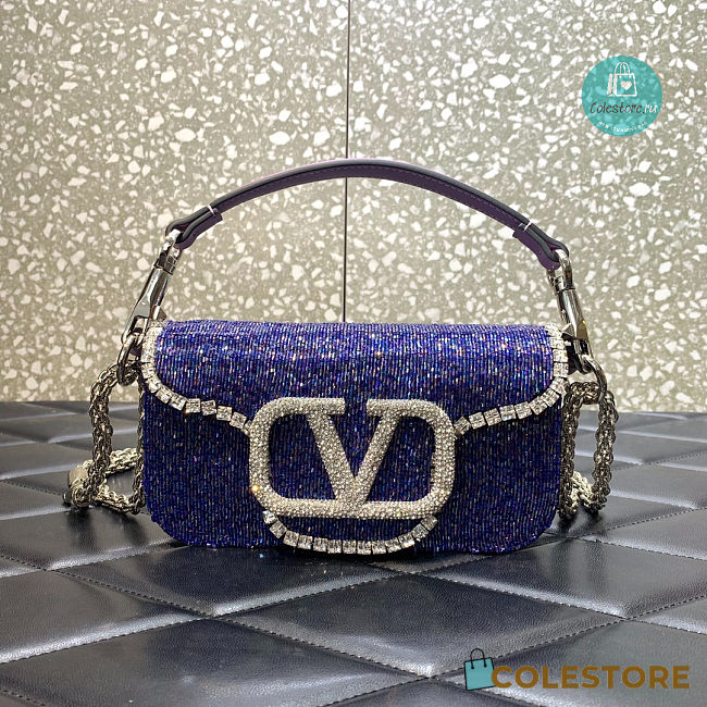 Valentino Garavani Locò Crystals Small Shoulder Bag In Lilac 20x11x5 cm - 1