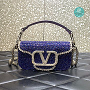 Valentino Garavani Locò Crystals Small Shoulder Bag In Lilac 20x11x5 cm - 1