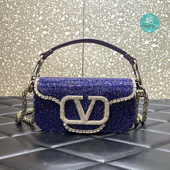 Valentino Garavani Locò Crystals Small Shoulder Bag In Lilac 20x11x5 cm
