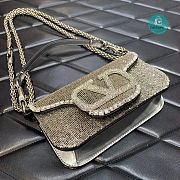 Valentino Garavani Locò Crystals Small Shoulder Bag In Grey 20x11x5 cm - 2