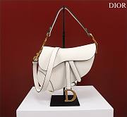 Dior Saddle With Strap White Grained Calfskin 25.5x20x6.5cm - 1