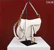 Dior Saddle With Strap White Grained Calfskin 25.5x20x6.5cm - 2