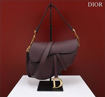 Dior Saddle With Strap Amaranth Grained Calfskin 25.5x20x6.5cm