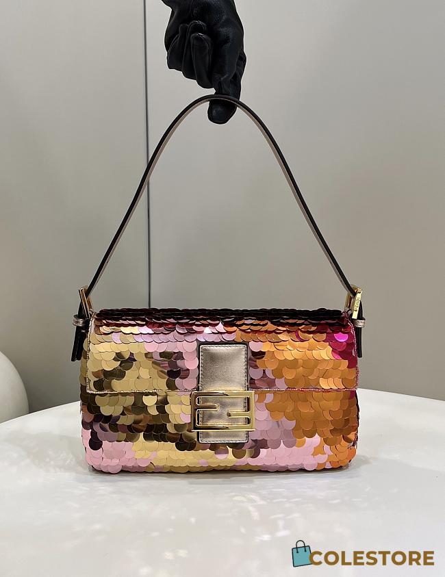 Fendi Baguette 1997 Copper-colored Leather and Sequin 28x6x13.5cm - 1