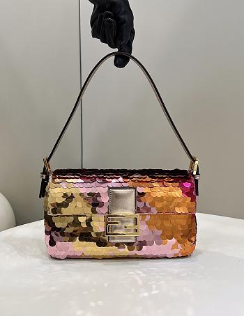 Fendi Baguette 1997 Copper-colored Leather and Sequin 28x6x13.5cm