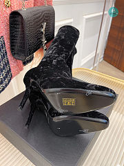 YSL Talia Velvet Knee-high In Black Boots - 6