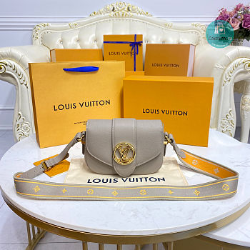 Louis Vuitton Pont 9 Soft PM Grained Calfskin Leather Gris 21 x 15 x 6.5 cm