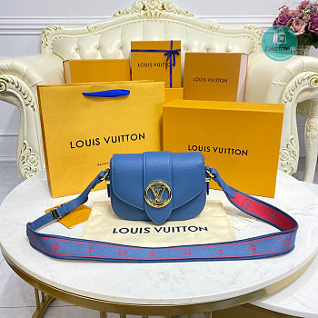 Louis Vuitton Pont 9 Soft PM Grained Calfskin Leather Blue 21 x 15 x 6.5 cm