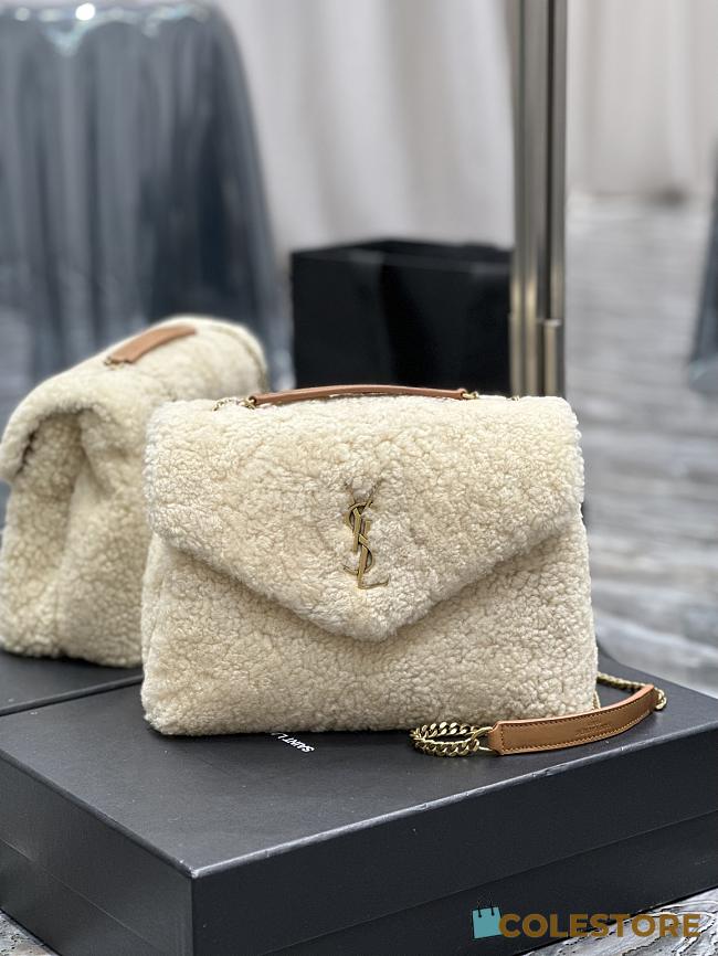 YSL LouLou Shoulder Bag Shearling Toy 25×17×9cm - 1