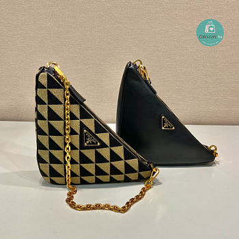 Prada Double Triangle Symbole Mini Bag Beige/Black 23x25x5cm