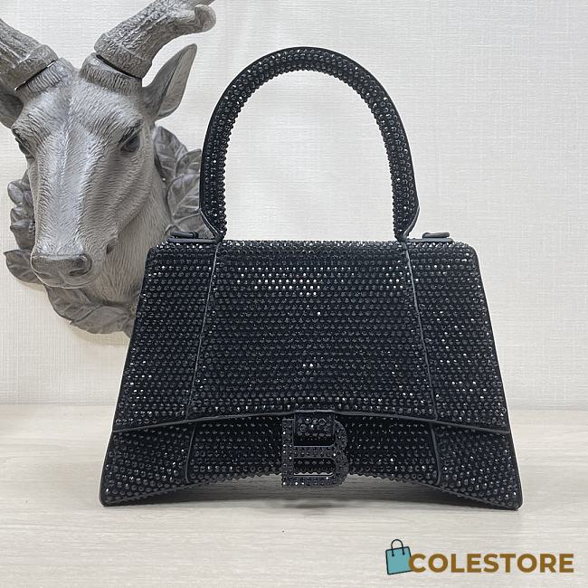 Colestore Balenciaga Hourglass XS Top Handle Bag in Rhinestones Black 23x10x14cm - 1