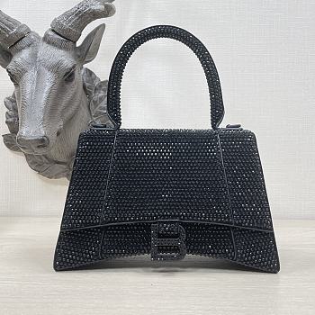 Colestore Balenciaga Hourglass XS Top Handle Bag in Rhinestones Black 23x10x14cm