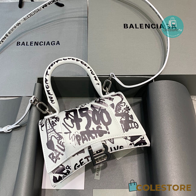 Colestore Balenciaga Hourglass XS Graffiti-Print Leather Bag 19x8x11cm - 1