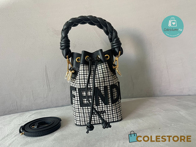 Fendi Mon Tresor Grey houndstooth Wool Mini 12x18x10cm - 1