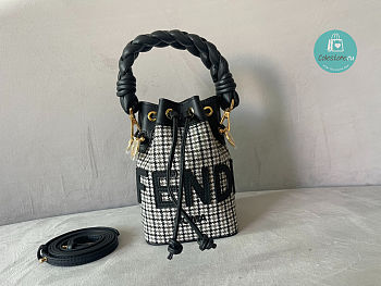 Fendi Mon Tresor Grey houndstooth Wool Mini 12x18x10cm