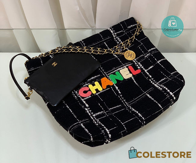 Chanel 22 Handbag Wool Tweed & Gold-Tone Metal Multicolor 38 × 42 × 8 cm - 1