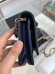 Chanel Navy Chevron Lambskin Leather Classic WOC Clutch Bag 19×12.5×3.5cm - 3