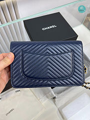 Chanel Navy Chevron Lambskin Leather Classic WOC Clutch Bag 19×12.5×3.5cm - 4