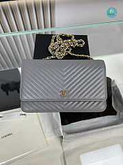 Chanel Grey Chevron Lambskin Leather Classic WOC Clutch Bag 19×12.5×3.5cm - 1