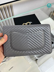 Chanel Grey Chevron Lambskin Leather Classic WOC Clutch Bag 19×12.5×3.5cm - 5