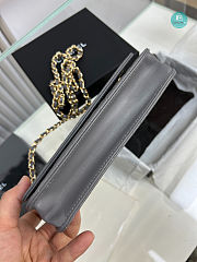 Chanel Grey Chevron Lambskin Leather Classic WOC Clutch Bag 19×12.5×3.5cm - 3