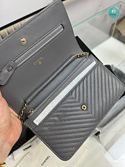 Chanel Grey Chevron Lambskin Leather Classic WOC Clutch Bag 19×12.5×3.5cm - 4