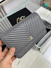 Chanel Grey Chevron Lambskin Leather Classic WOC Clutch Bag 19×12.5×3.5cm - 6
