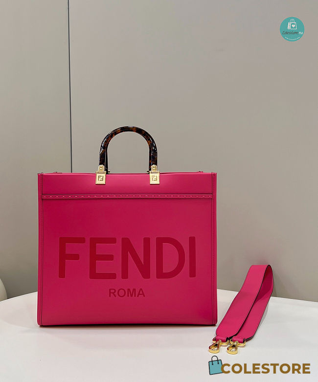 Fendi Pink Sunshine Logo Debossed Medium Tote Bag 36x13x32 cm - 1