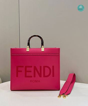 Fendi Pink Sunshine Logo Debossed Medium Tote Bag 36x13x32 cm
