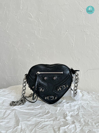 Colestore Balenciaga Le Cagole Leather Shoulder Bag in Black 16×12.7×4.5cm