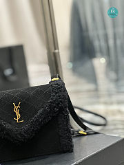 YSL Gaby Satchel In Quilted Suede And Shearling Ibn Black 20×14.5×4.5cm - 2