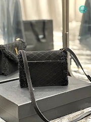 YSL Gaby Satchel In Quilted Suede And Shearling Ibn Black 20×14.5×4.5cm - 3
