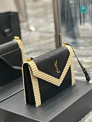 YSL Gaby Raffia-Trimmed Quilted Leather Shoulder Bag 26×18×5cm - 6