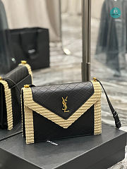 YSL Gaby Raffia-Trimmed Quilted Leather Shoulder Bag 26×18×5cm - 3