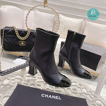 Chanel Black Wool Short Boots 7.5cm