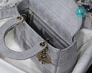 Lady Dior Canvas Embroidered Cannage Medium 24x20x11cm - 5