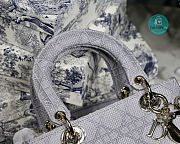 Lady Dior Canvas Embroidered Cannage Medium 24x20x11cm - 2