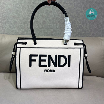 Fendi Roma Shopper Tote Canvas Small Neutral 35cm