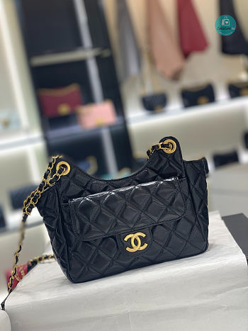 Chanel Hobo Bag In Black 21.5x22.5x7cm