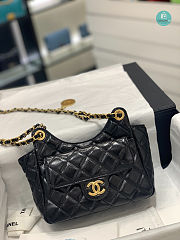 Chanel Hobo Bag In Black 21.5x22.5x7cm - 3