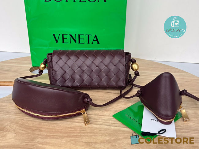 Bottega Veneta Intrecciato Multi Pouch Crossbody Bag In Grape 18x9x8 cm - 1