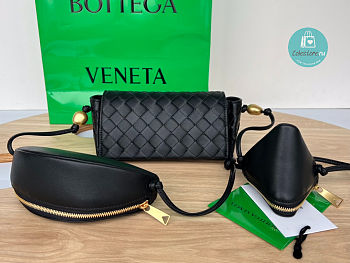 Bottega Veneta Intrecciato Multi Pouch Crossbody Bag In Black 18x9x8 cm