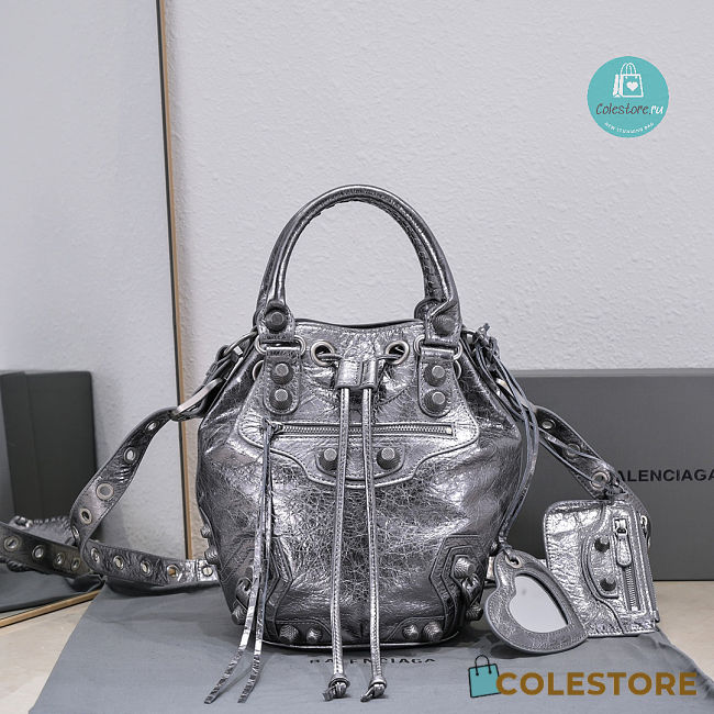 Colestore Balenciaga Le Cagole Small Bucket Bag In Silver 30x23x17cm - 1
