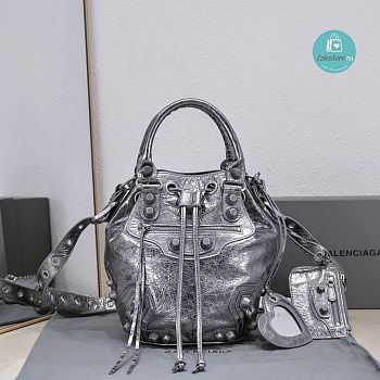 Colestore Balenciaga Le Cagole Small Bucket Bag In Silver 30x23x17cm