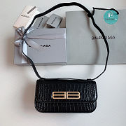 Colestore Balenciaga Gossip Small Bag Crocodile Embossed in Black 23.5x12.4x10.4cm - 6
