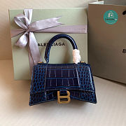 Hourglass Small Handbag Crocodile Embossed In Navy 23x10x14cm - 1