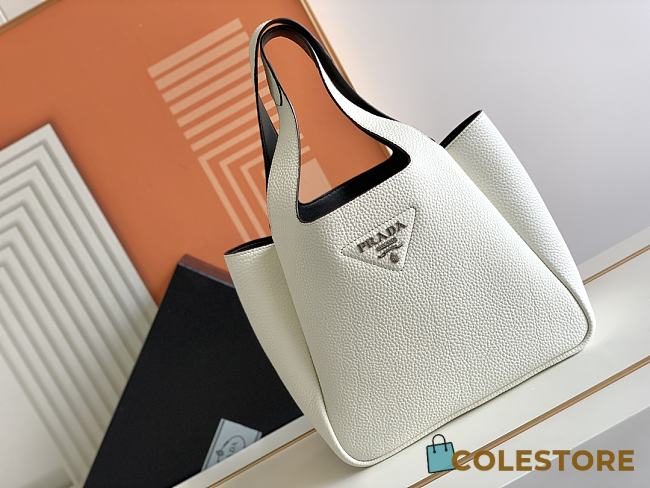 Prada Dynamique Leather Tote In White 25x21.5x14cm - 1
