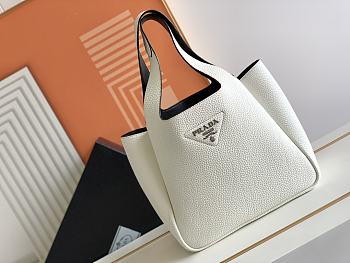 Prada Dynamique Leather Tote In White 25x21.5x14cm