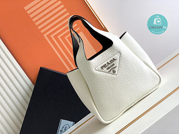 Prada Dynamique Leather Tote In White 15.5x18x10cm