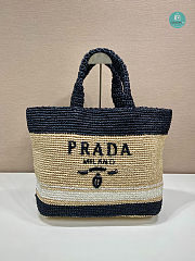 Prada Logo Raffia Tote Bag 49x35x15cm - 1